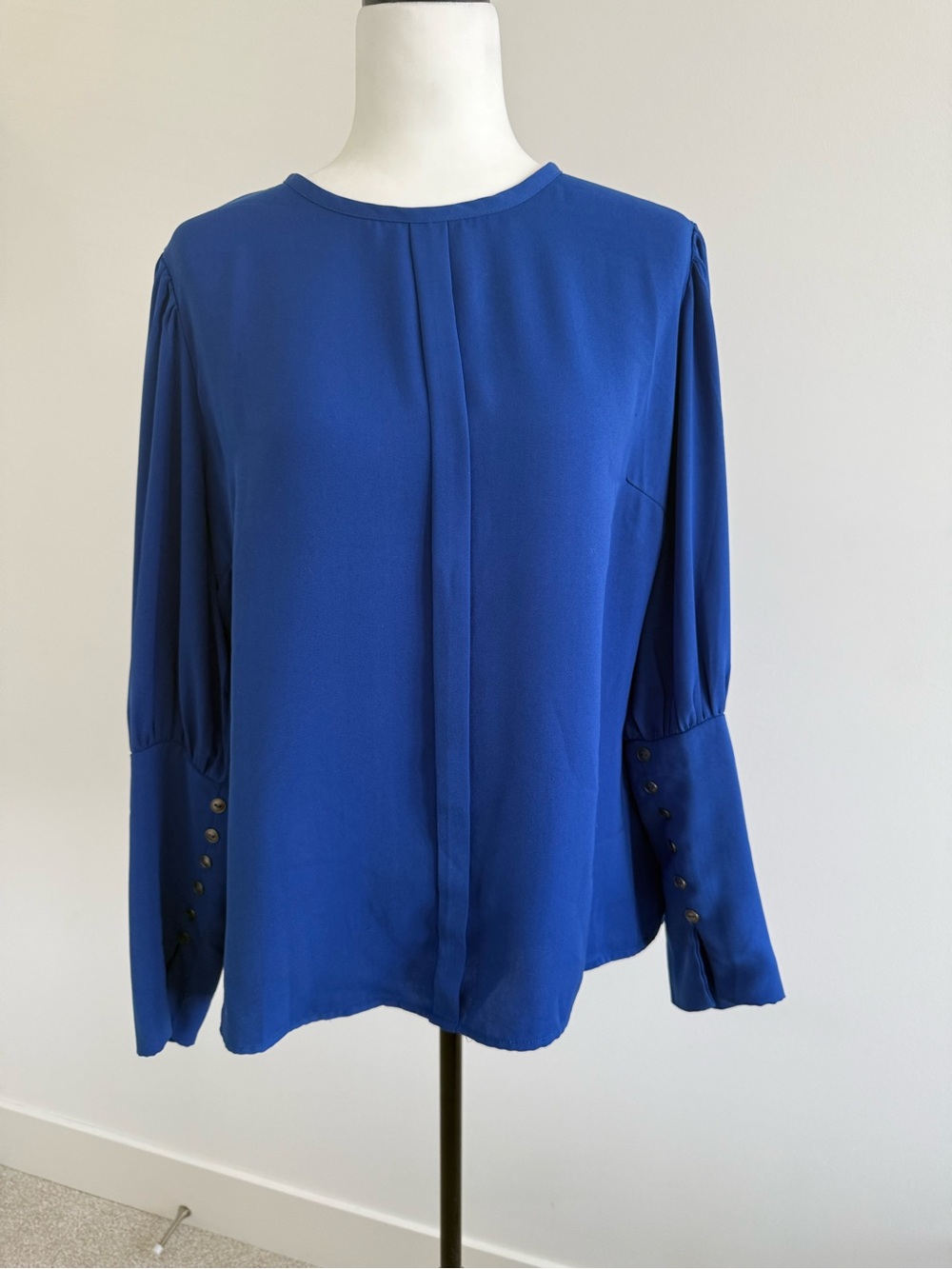 Women's Royal Blue Long-Sleeve Button Cuff Blouse